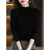 AOSSVIAO 2025 Autumn Winter Solid Mock-neck Pullover Sweater For Women Casual Knitwear Female Clothing Basic Soft Tops