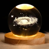 Glowing planetary galaxy in astronomy crystal lights night ball