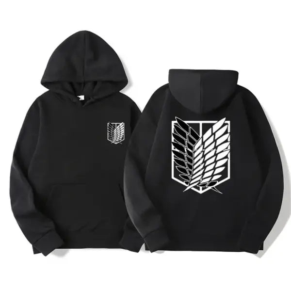 Attack on Titan Hoodie – Unisex Anime Harajuku Pullover Streetwear - black / L / Pack of 1