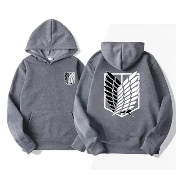 Attack on Titan Hoodie – Unisex Anime Harajuku Pullover Streetwear - Dark Grey / L / Pack of 1