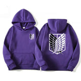 Attack on Titan Hoodie – Unisex Anime Harajuku Pullover Streetwear - PURPLE / S / Pack of 1