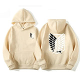 Attack on Titan Hoodie – Unisex Anime Harajuku Pullover Streetwear - Khaki / L / Pack of 1