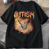 Autistic Funny Skeleton T-Shirt – Unisex Autism Meme Graphic Harajuku Vintage Streetwear Tee - BJ3376-black / XL