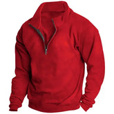 Mens Autumn Winter Stand-Up Collar Polyester Fiber Jacket - Red / XXXL