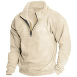 Autumn and winter new men’s fleece sweatshirt stand-up collar half zipper long sleeve cross-border European trend men’s