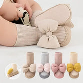 Autumn Baby Bow Middle Tube Socks Shoe Girls Princess Anti Slip Floor Shoes Soft Soled Children Toddler Shoes Kids