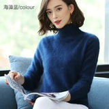 Autumn Winter 100% Mink Cashmere Sweater Women Knitwear Pullover Thick Warm Solid Color Plus Size Base High Lapel