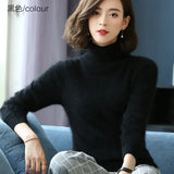 Autumn Winter 100% Mink Cashmere Sweater Women Knitwear Pullover Thick Warm Solid Color Plus Size Base High Lapel