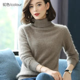 Autumn Winter 100% Mink Cashmere Sweater Women Knitwear Pullover Thick Warm Solid Color Plus Size Base High Lapel