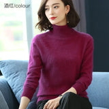 Women’s Thick Mink Cashmere Sweater – Warm High-Lapel Pullover - Burgundy / L