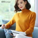 Women’s Thick Mink Cashmere Sweater – Warm High-Lapel Pullover - turmeric / L