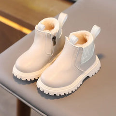 Autumn Winter Baby Kids Short Boots in Warm PU Leather - Himpall