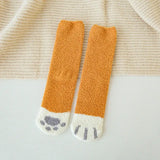 Autumn Winter Coral Velvet Socks Cute Cat Claw Socks For Women Children Girls Middle Tube Thickened Sleep Socks Home