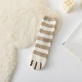 Autumn Winter Coral Velvet Socks Cute Cat Claw Socks For Women Children Girls Middle Tube Thickened Sleep Socks Home