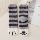 Autumn Winter Coral Velvet Socks Cute Cat Claw Socks For Women Children Girls Middle Tube Thickened Sleep Socks Home