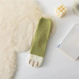 Cute Cat Claw Coral Velvet Socks – Women & Girls Winter Sleep Socks - Green / One Size