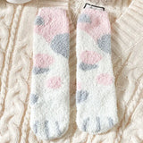 Autumn Winter Coral Velvet Socks Cute Cat Claw Socks For Women Children Girls Middle Tube Thickened Sleep Socks Home