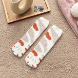 Autumn Winter Coral Velvet Socks Cute Cat Claw Socks For Women Children Girls Middle Tube Thickened Sleep Socks Home