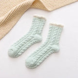 Cute Cat Claw Coral Velvet Socks – Women & Girls Winter Sleep Socks - Light Green / One Size
