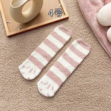 Autumn Winter Coral Velvet Socks Cute Cat Claw Socks For Women Children Girls Middle Tube Thickened Sleep Socks Home