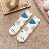 Cute Cat Claw Coral Velvet Socks – Women & Girls Winter Sleep Socks - Coral Fleece 2 / One Size
