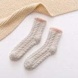 Cute Cat Claw Coral Velvet Socks – Women & Girls Winter Sleep Socks - Khaki / One Size