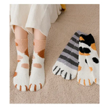 Cute Cat Claw Coral Velvet Socks – Women & Girls Winter Sleep Socks