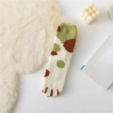 Autumn Winter Coral Velvet Socks Cute Cat Claw Socks For Women Children Girls Middle Tube Thickened Sleep Socks Home
