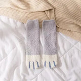 Cute Cat Claw Coral Velvet Socks – Women & Girls Winter Sleep Socks - Grey 1 / One Size