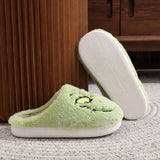 Autumn Winter Fashion New Plus Size Women’s Home Slippers Indoor Lazy Green Fur Monster Plush Flat Bottom Comfortable