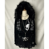 Autumn Winter Harajuku American High Street Fur Collar Zipper Hoodie Men Y2k Goth Punk Hip-hop Rock Oversized