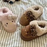 Hello Kitty Plush Slippers for Women – Kawaii Cute Sanrio Indoor Home Shoes Warm Autumn & Winter Cotton Footwear