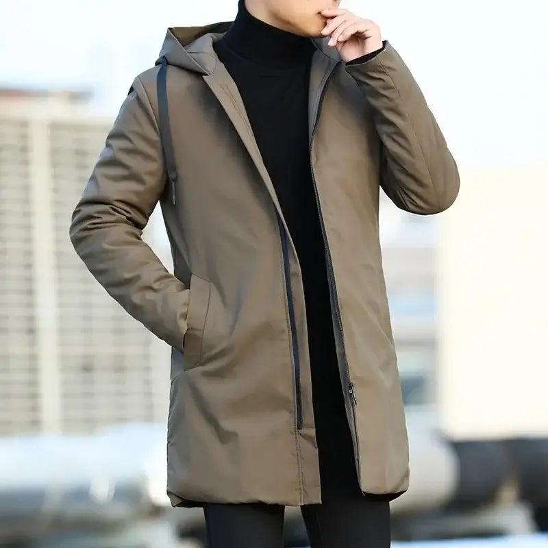 Autumn Winter Men’s Trench Coat Male Windbreaker Outerwear Jaquet Man Coat Men Casual Thicken Warm Hooded Parkas Men