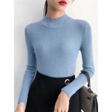Autumn Winter Mock Neck High Stretch Fit Pullover for Women