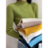 Autumn Winter Mock Neck High Stretch Fit Pullover for Women