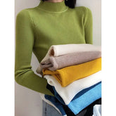 Autumn Winter Mock Neck Pullover for Women with High Stretch Fit