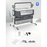 Automatic Electric Baby Bassinet – Foldable Travel Co-Sleeper with Remote for Newborns - gray / United States