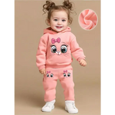 Baby Girl Cartoon Cat Fleece Hoodie & Pants Set – Long Sleeve Two-Piece Outfit for Spring & Autumn