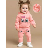 Baby Girl Cartoon Cat Fleece Hoodie & Pants Set – Long Sleeve Two-Piece Outfit for Spring & Autumn