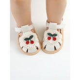 Baby Girl Summer Sandals – Cherry Cloth Sole First Walking Shoes for Newborns