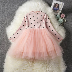 Baby Girls Long Sleeve Tutu Lace Dress for Spring Celebrations - Himpall