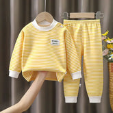 Baby Warm Clothing Set Fleece Lined Children Boys Girls Striped Underwear Sleepwear Set Ideal for Home Pajamas Autumn