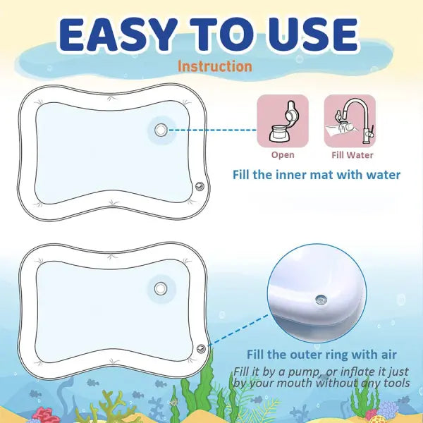 Inflatable Cushion PVC Baby Water Play Mat for Tummy Time - whale