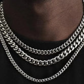 Stainless steel curb link chain for unisex (silver) – classic jewelry