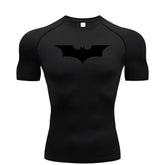 Bat Print Men’s Compression T-Shirt – Short Sleeve Tight Fit Gym & Running Top - 1 / S / CHINA