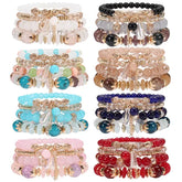Bohemian Stackable Bead Bracelets Glass Stretch Bangles for Women