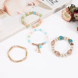 Bohemian Stackable Bead Bracelets for Women Multilayered Bracelet Pendant Charm Stretch Bangles