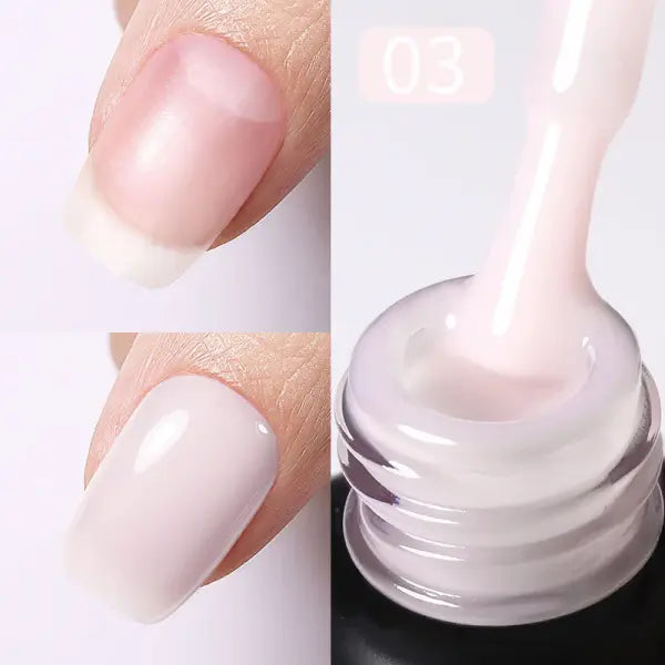 Milky Pink Rubber Base Gel Nail Polish – Glitter 15ml UV LED - Rubber Base 03