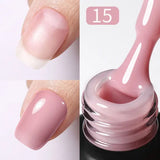 BORN PRETTY Milky Pink Rubber Base Gel Nail Polish Glitter 15ml Semi-Permanent Varnish Soak Off Self Leveling UV LED