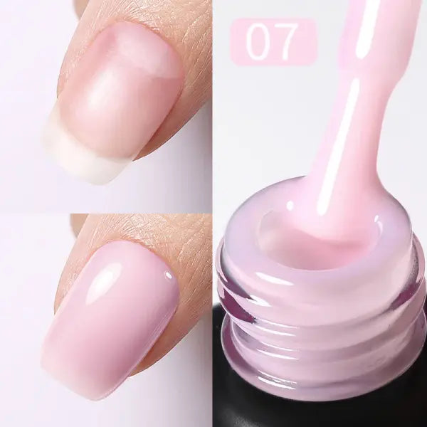 Milky Pink Rubber Base Gel Nail Polish – Glitter 15ml UV LED - Rubber Base 07